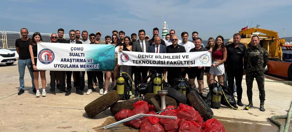 ÇOMÜ DENİZ BİLİMLERİ VE TEKNOLOJİSİ FAKÜLTESİ SUALTINDA BİRİKEN DENİZ ÇÖPLERİNE DİKKAT ÇEKTİ